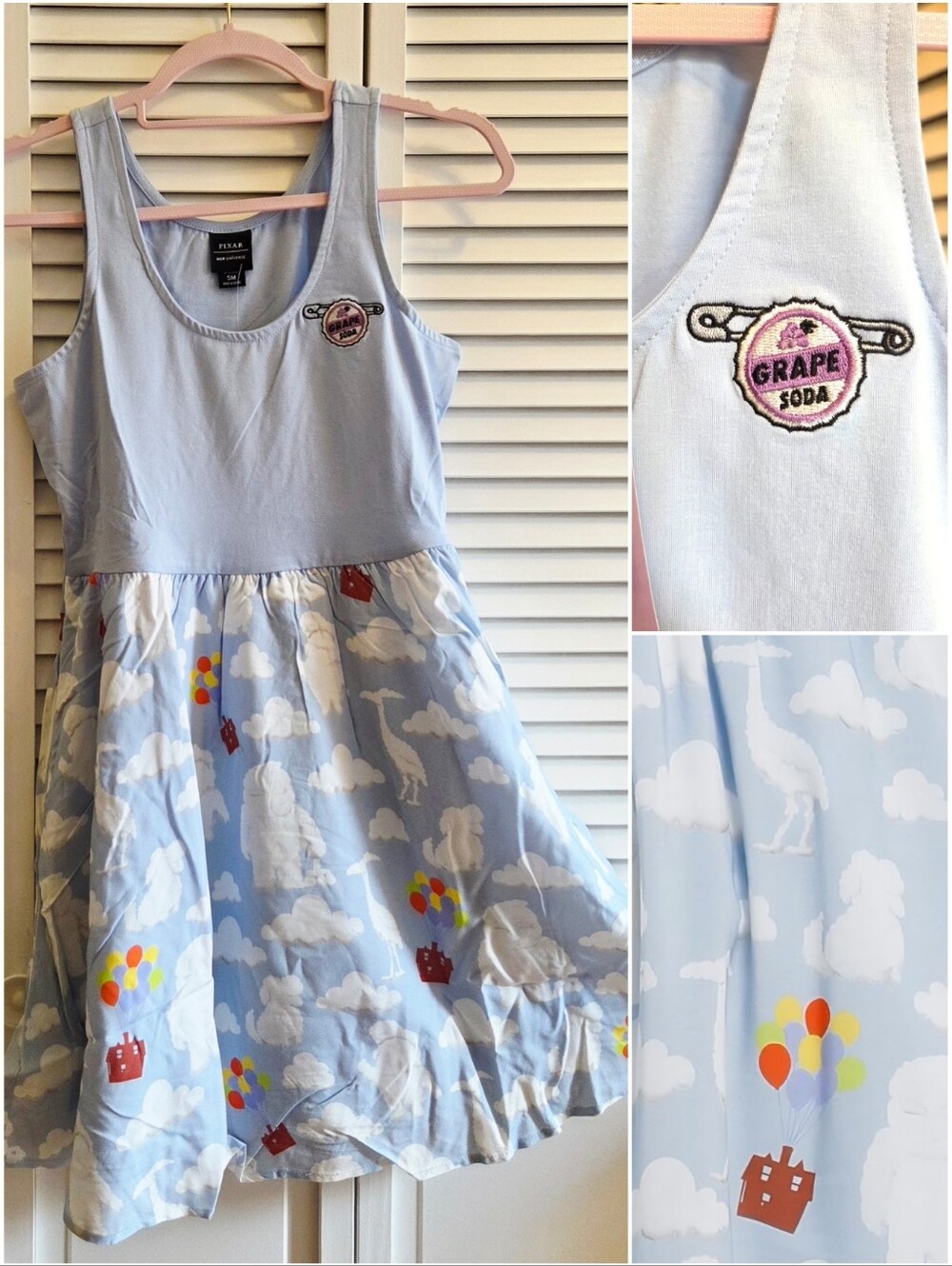 Disney Pixar Up Balloons Clouds & Grape Soda Dress S | Her Universe
